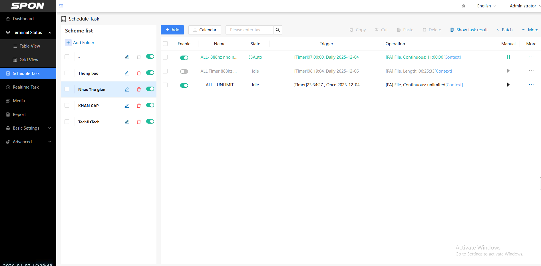 Phát nhạc theo lịch