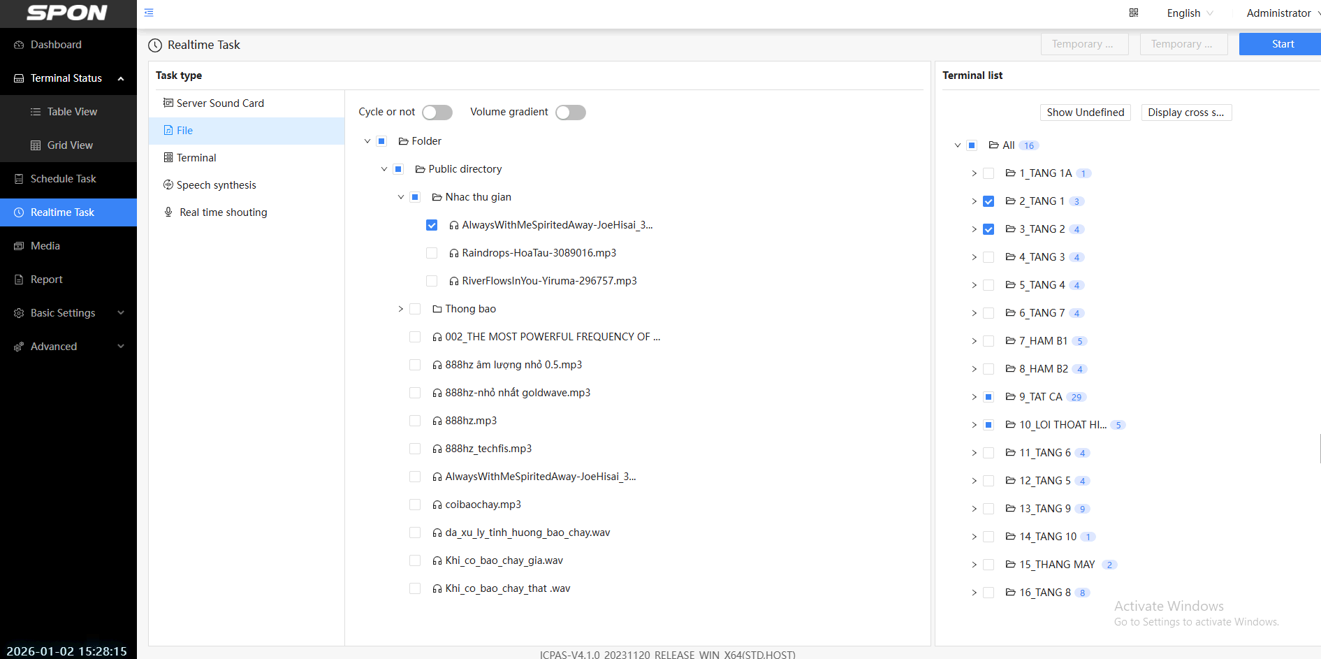 Phát nhạc trực tiếp theo zone hoặc từng loa