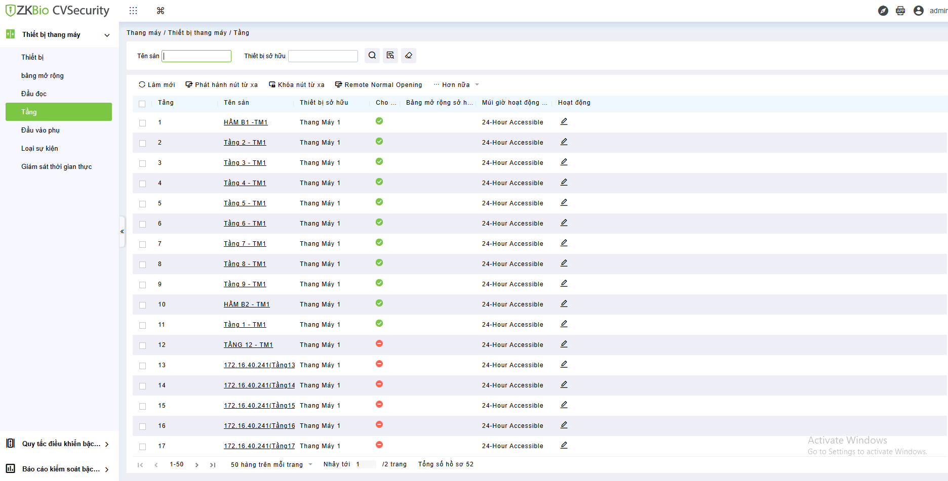 kiểm soát phân tầng thang máy